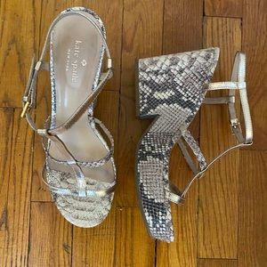 Kate Spade Snakeskin Print Platform/Wedge Sandal
